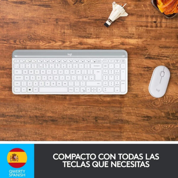 Logitech MK470 Slim Combo Teclado y Ratón Inalámbricos Blanco en Español Usado - Imagen 8