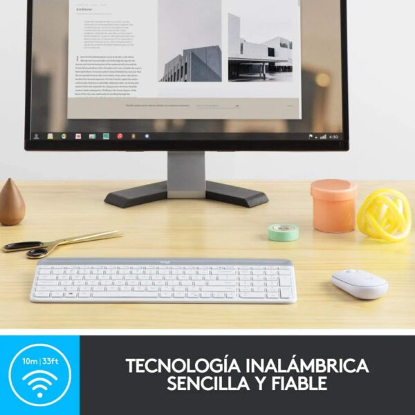 Logitech MK470 Slim Combo Teclado y Ratón Inalámbricos Blanco en Español Usado - Imagen 7