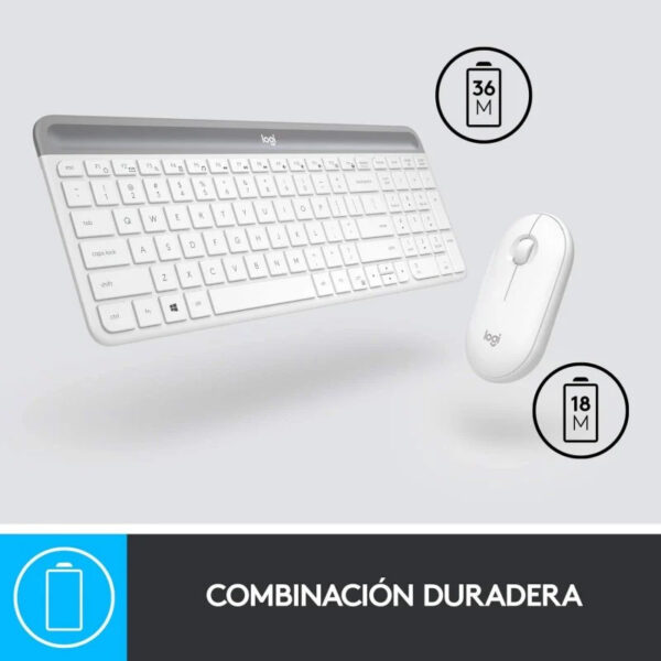 Logitech MK470 Slim Combo Teclado y Ratón Inalámbricos Blanco en Español Usado - Imagen 3