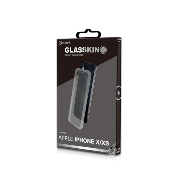 Funda Muvit Skin para Apple iPhone XS/X vidrio templado marco transparente. - Imagen 2