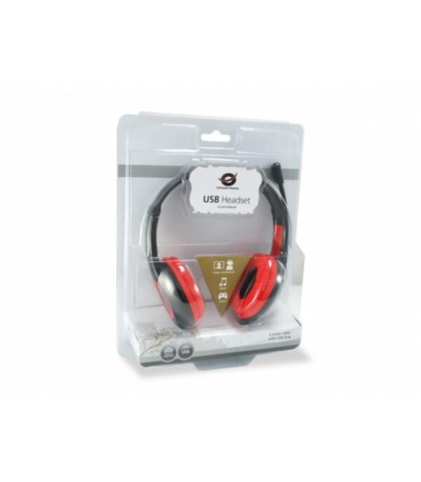 Auricular con diadema y micrófono Conceptronic CCHATSTARU2R Rojo - Imagen 4