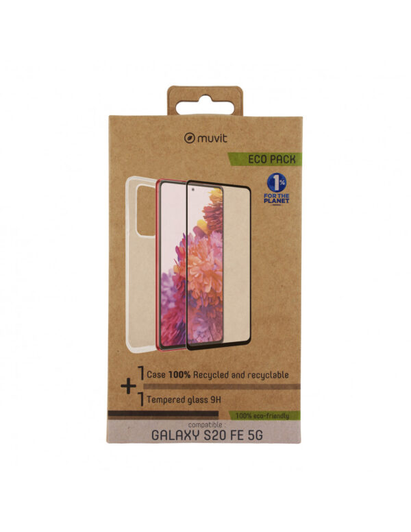 Pack Muvit for Change para Samsung Galaxy A20 FE funda Cristal Soft + protector - Imagen 2