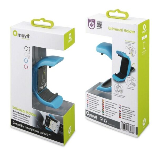 Soporte de Coche Muvit universal salida de aire rotativo 360. Hasta 5,7'' azul - Imagen 4