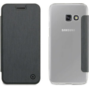 Funda Muvit Folio para Samsung Galaxy A3 2017 parte trasera transparente gris