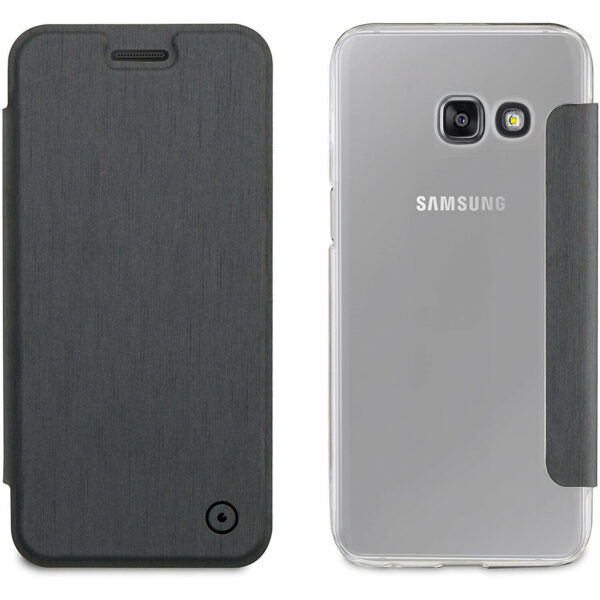 Funda Muvit Folio para Samsung Galaxy A3 2017 parte trasera transparente gris