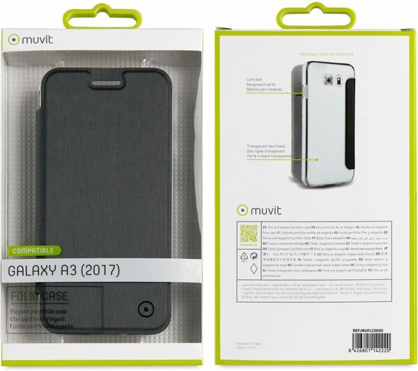 Funda Muvit Folio para Samsung Galaxy A3 2017 parte trasera transparente gris - Imagen 2