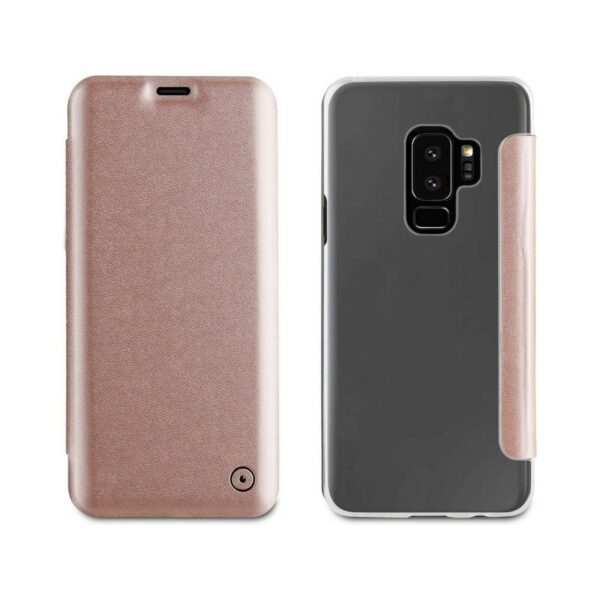 Funda Muvit Folio Samsung Galaxy S9 Plus parte trasera transparente rosa