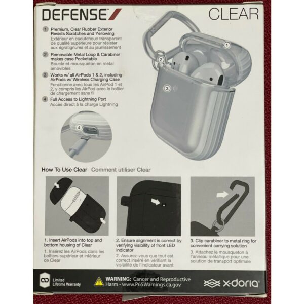 Estuche X-Doria Serie Defense Clear para Apple Air Pods 1 y 2 color transparente - Imagen 2