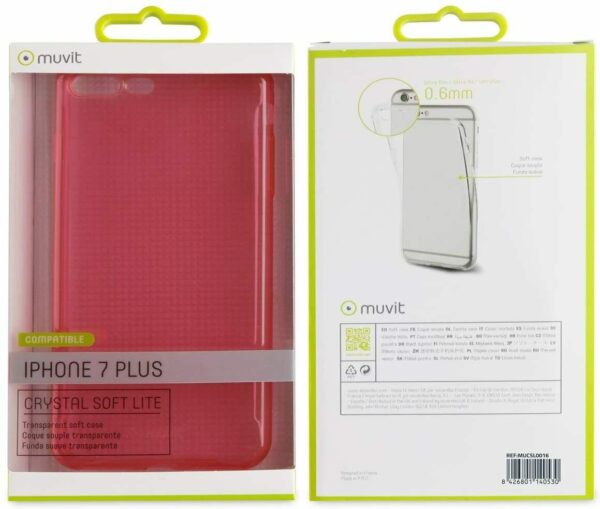 Funda Muvit Crystal Soft Ultrafina para Apple iPhone 8 Plus/7 Plus, Rosa. - Imagen 3