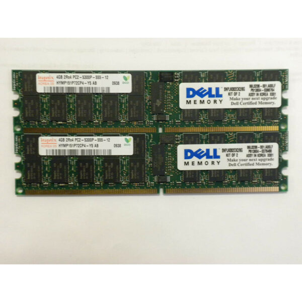 Módulo de memoria original Dell SNPJK002CK2/8G - 8GB (2X4GB) PC2-5300 Usada.