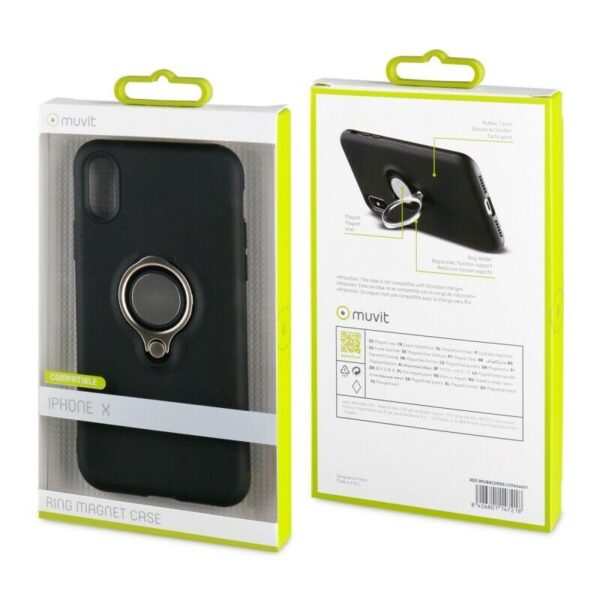Funda Muvit ring magnetica para Apple iPhone Xs/X negra. - Imagen 4