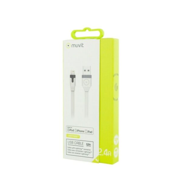 Cable Muvit USB-Apple MFI 2.4A 0.2m blanco. - Imagen 2