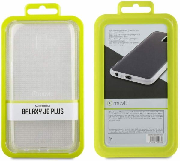 Funda Muvit Cristal Soft para Samsung Galaxy J6 Plus Transparente. - Imagen 3