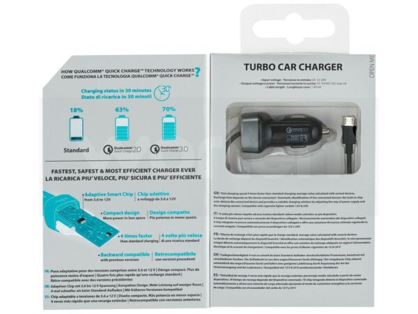 Cargador coche Muvit Qualcomm QC 3.0 18W MicroUSB 1,4m - Imagen 3