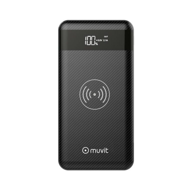 Power Bank Muvit Negro 10000mAh 2USB (2.4A)+base inalámbrica 1A+3 inputs (NUEVA)