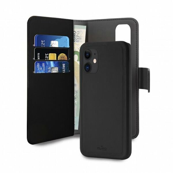 Funda Puro Piel Eco para Apple iPhone 12 Mini + funda extraíble magnética negra