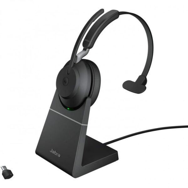 Jabra Evolve2 65 MS Teams Mono Auricular Bluetooth **Falla base de carga, no carga, para cargar mediante cable USB C incluido.**