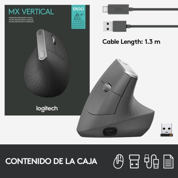 Logitech MX Vertical Ratón Ergonómico Avanzado Usado **Solo ratón y receptor, sin embalaje original** - Imagen 5