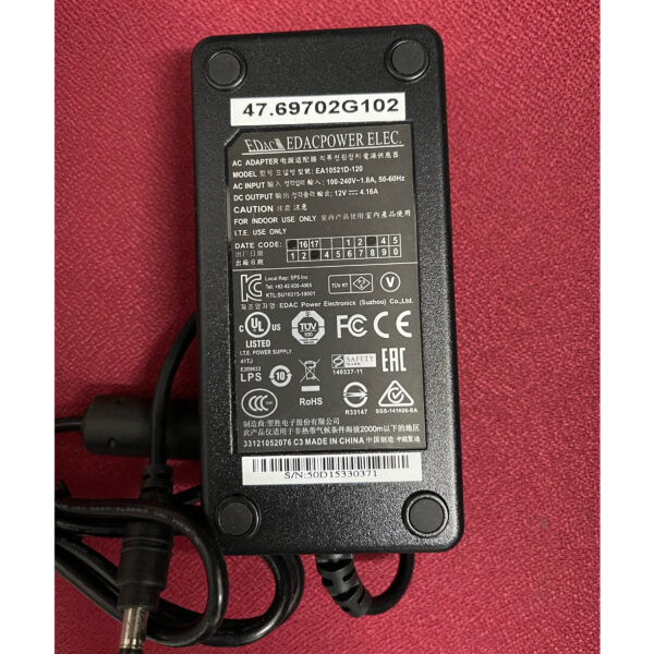 Cargador Original EDAC EDACPOWER EA10521D-120 12 VDC 4.16 A