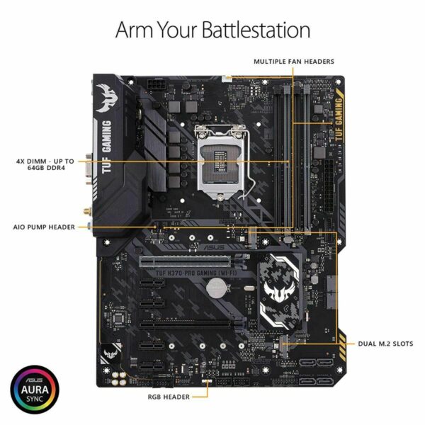 Placa Base Asus TUF H370-PRO GAMING Usada - Imagen 2