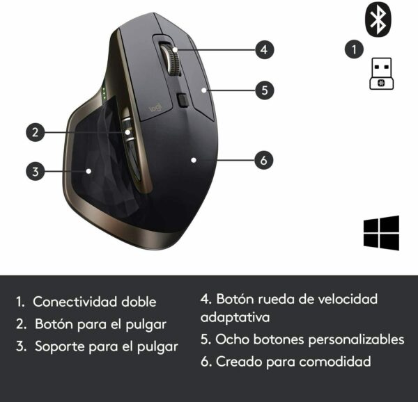 Ratón Logitech MX Master Wireless 2.4GHZ Usado **Sin emb.original** - Imagen 5