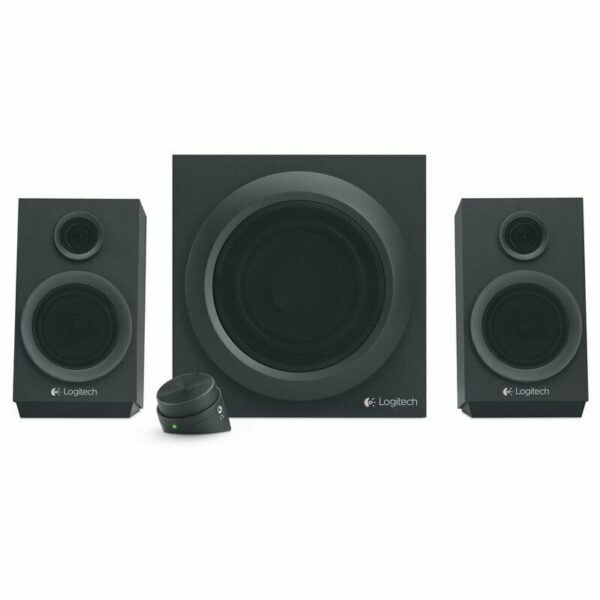 Logitech Z333 Sistema de Altavoces con subwoofer Usado **Falla un canal de audio, funciona solo un canal y el subwoofer**