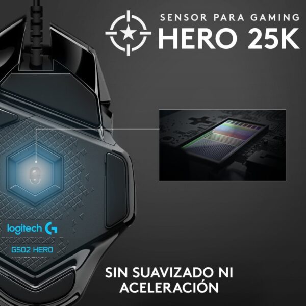 Logitech G502 Hero Ratón Gaming 25600DPI **Embalaje dañado, producto nuevo** - Imagen 3