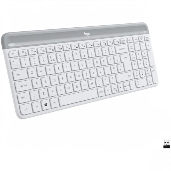 Logitech MK470 Slim Combo Teclado y Ratón Inalámbricos Blanco en Español (ñ) Usado **Solo el teclado y el receptor (no incluye ratón)**