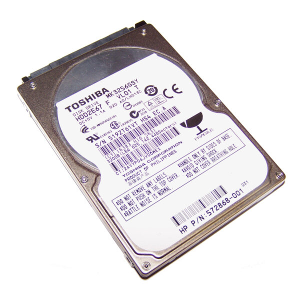 Disco Duro Toshiba 320GB 2,5'' SATA 7200RPM MK3256GSY Usado.