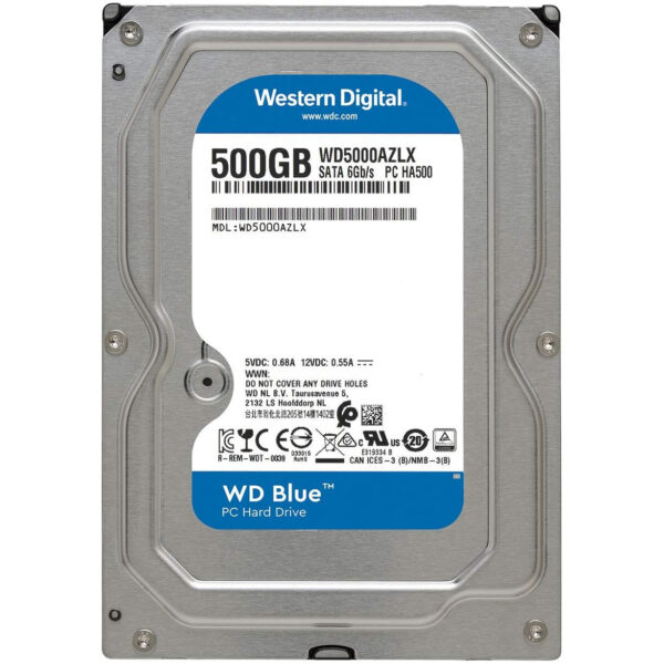 Disco Duro Western Digital Blue 500GB 3,5'' SATA 7200RPM WD5000AZLX Usado.