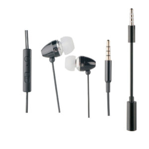 Auriculares Muvit estéreo con micrófono + adaptador 3,5mm negro.