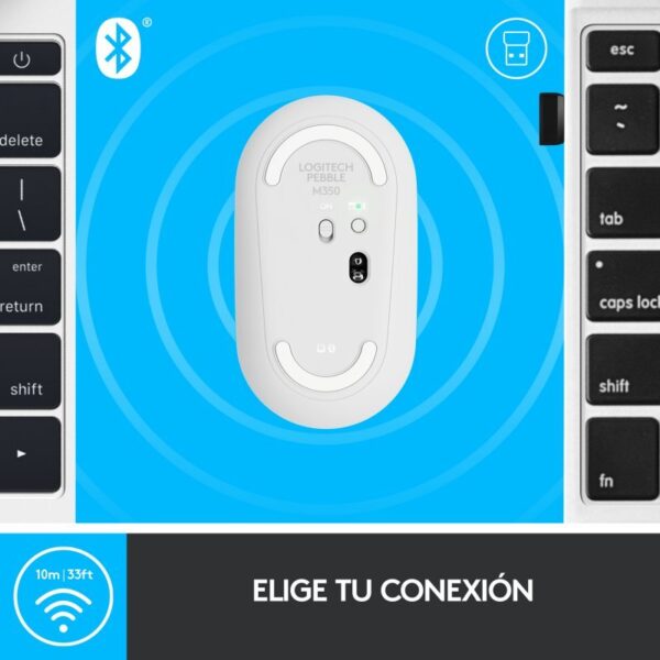 Logitech Pebble M340 Ratón Óptico Inalámbrico Blanco Usado *Sin embalaje orig* - Imagen 5