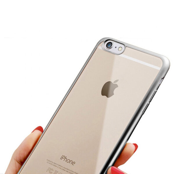 Funda Muvit Life Bling para Apple iPhone 6/6s Transparente con Marco Plata. - Imagen 2