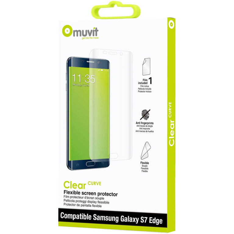 Protector de pantalla Muvit para Samsung Galaxy S7 Edge flexible curvo.