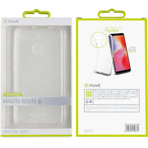 Funda Muvit Cristal Soft para Xiaomi Redmi 6 transparente. - Imagen 2