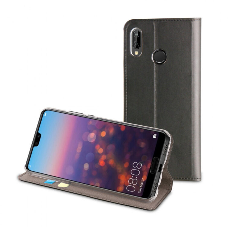 Funda Muvit Folio con Función Soporte y Tarjetero para Huawei P20 Lite negro.