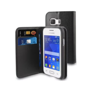 Funda Muvit Wallet Folio con función soporte negra para Samsung Galaxy Young 2