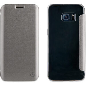 Funda Muvit Folio para Samsung Galaxy S7 Edge parte trasera transparente plata.