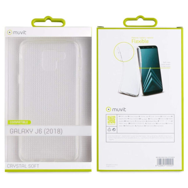 Funda Muvit Cristal Soft para Samsung Galaxy J6 2018 transparente. - Imagen 3