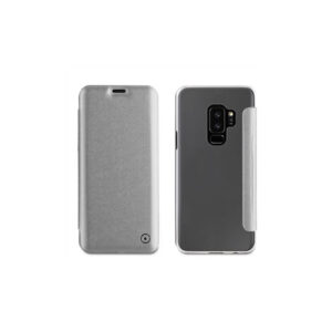 Funda Muvit Folio Samsung Galaxy S9 Plus parte trasera transparente plata