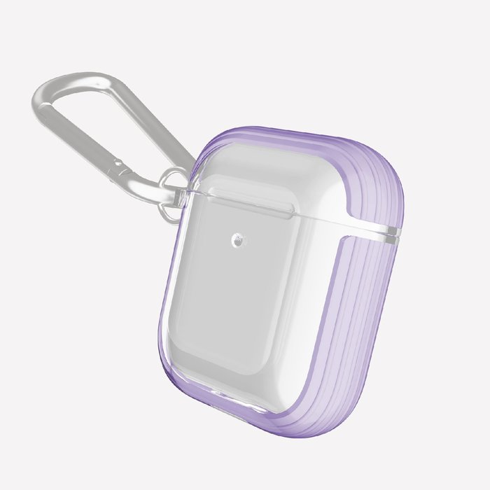 Estuche X-Doria Serie Defense Clear para Apple Air Pods 1 y 2 color morado.