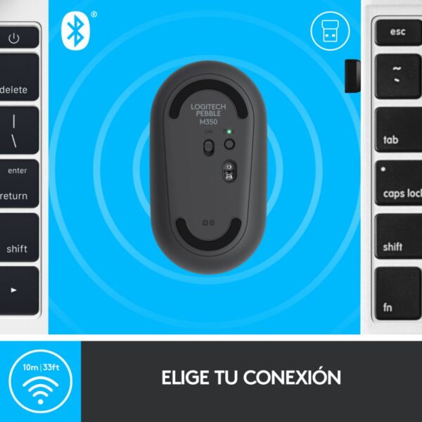 Logitech Pebble M350 Ratón Óptico Inalámbrico Negro - Imagen 6