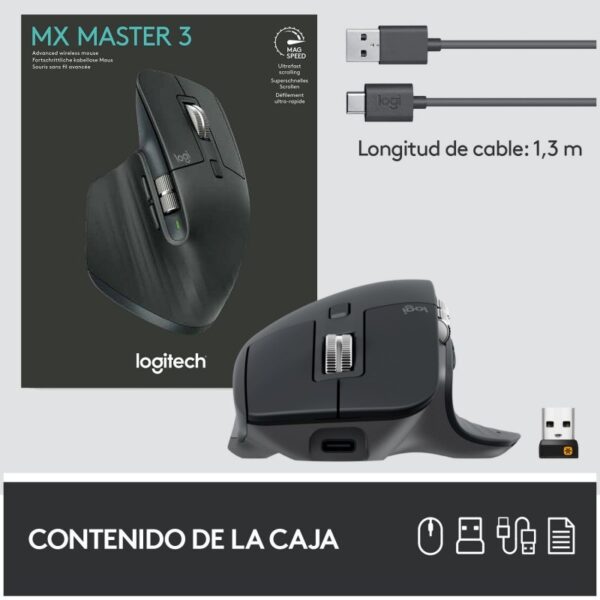 Logitech MX Master 3 Ratón Inalámbrico Avanzado 4000DPI Grafito Usado - Imagen 10