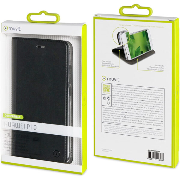 Funda Muvit Folio con Función Soporte y Tarjetero para Huawei P10 negro - Imagen 2