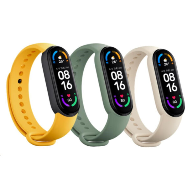 Pack de 3 correas para Xiaomi Mi Smart Band 6 Beige/Verde/Amarillo