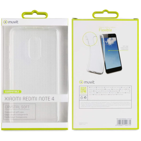 Funda Muvit Crystal Soft para Xiaomi Redmi Note 4 transparente. - Imagen 3