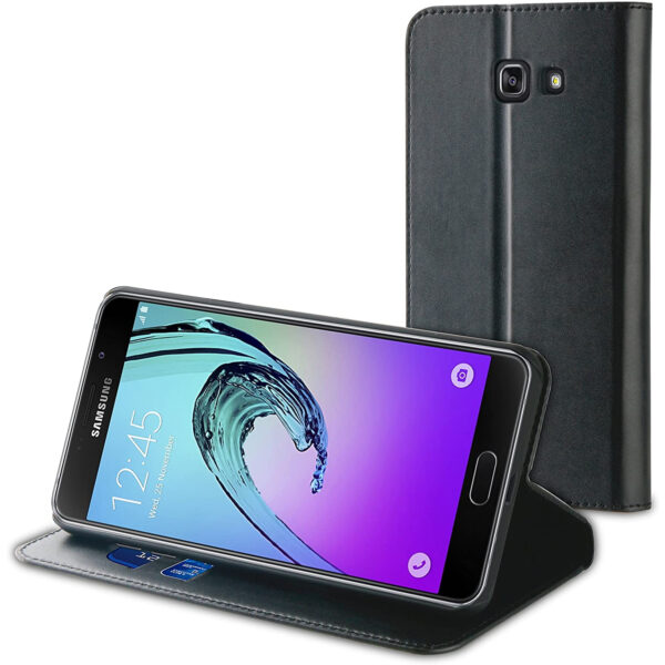 Funda Muvit Wallet Folio con función soporte negra para Samsung Galaxy A7 2016. - Imagen 2