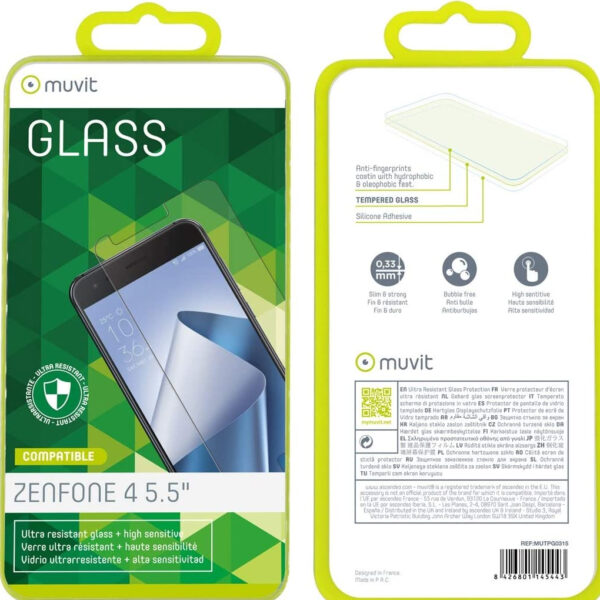Protector de pantalla Muvit para ASUS Zenfone 4 5,5'' vidrio templado plano. - Imagen 2