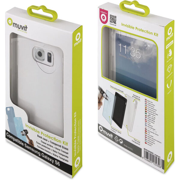 Pack Muvit Samsung Galaxy S6 Cristal Soft transparente+protector de pantalla. - Imagen 2