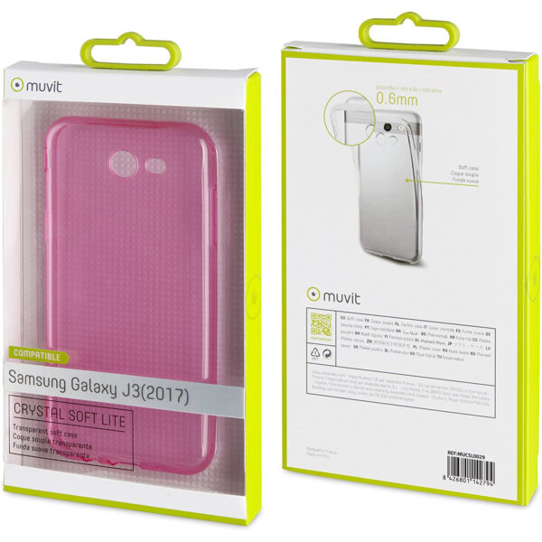 Funda Muvit Cristal Soft para Samsung Galaxy J3 2017 rosa. - Imagen 2